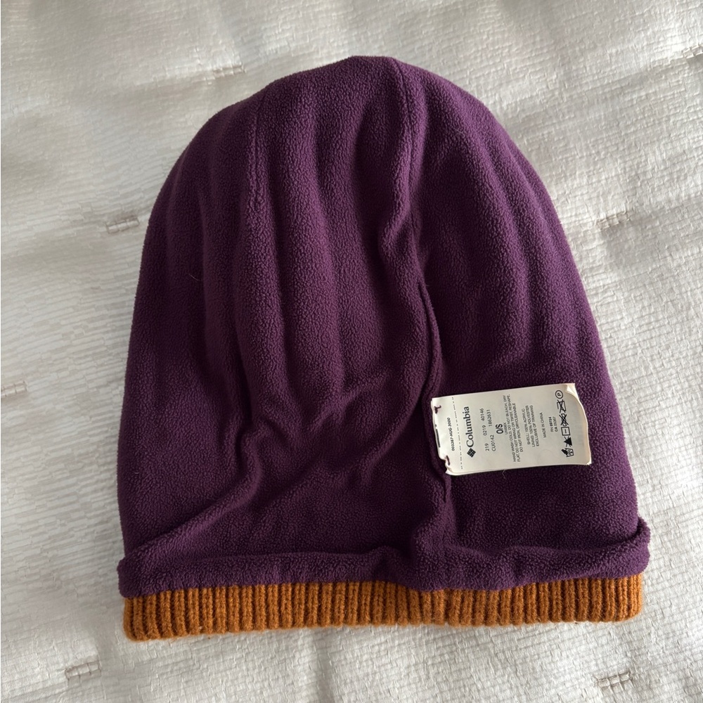 Columbia Carson Pass Beanie II Knit Fleece Lined Burgundy & Burnt Orange Unisex - Picture 5 of 6